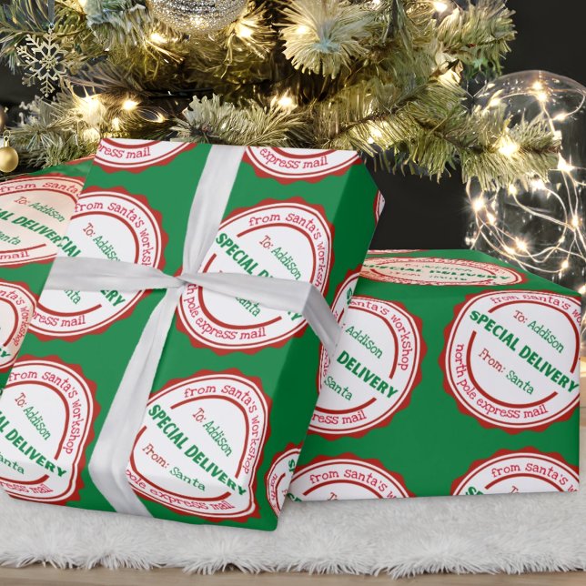 Personalisierter Sonderversand Santa's Workshop Geschenkpapier (Von Creator hochgeladen)