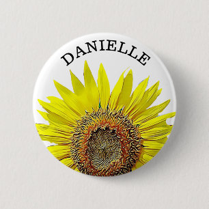 Personalisierter Sonnenblume-Namen-Knopf Button