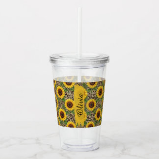 Personalisierter Sonnenblumen-Acryltumbler Acryltrinkbecher