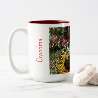 Personalisierter Sonnenblumen-Mosaik-Becher Zweifarbige Tasse
