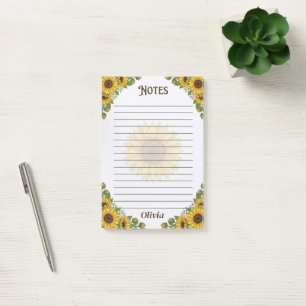 Personalisierter Sonnenblumen-Notizblock Post-it Klebezettel