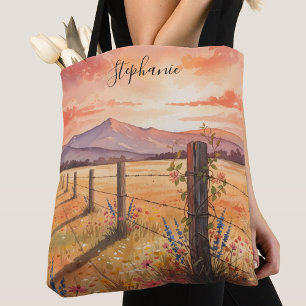 Personalisierter Sonnenuntergang Wildblume Tasche