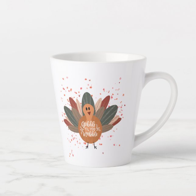 Personalisierter sonniger Erntedank Türkei im Herb Milchtasse (Rechts)