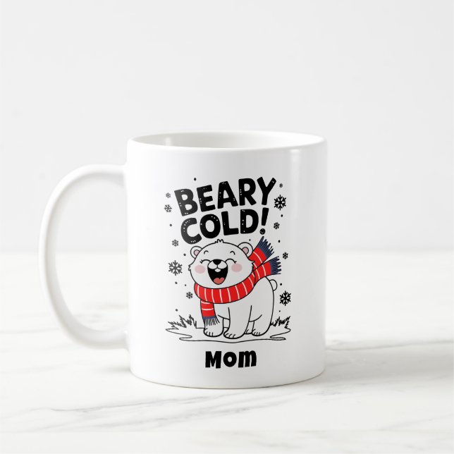 Personalisierter, sonniger Polar Bary Cold Weihnac Kaffeetasse (Links)