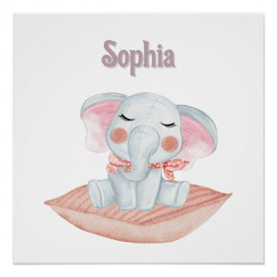Personalisierter "Sophia" Baby Elephant Poster