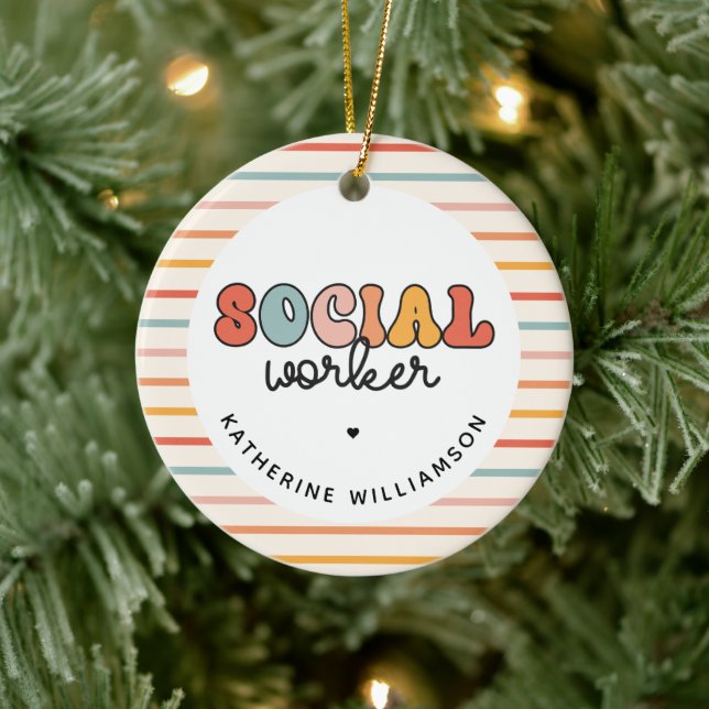 Personalisierter Sozialarbeiter Keramik Ornament (Baum)