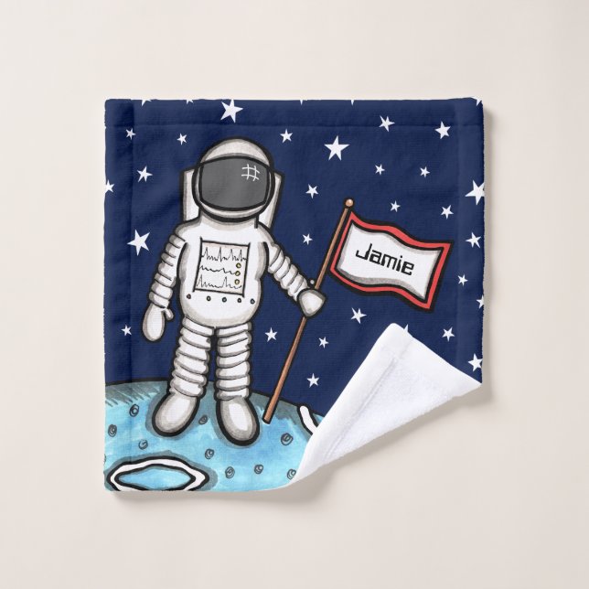Personalisierter Spaceman Astronaut Kosmonaut Wash Waschlappen (Waschlappen)