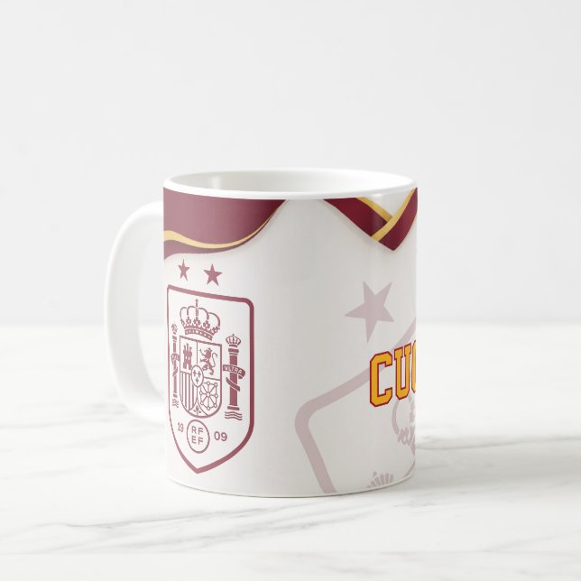 Personalisierter Spanien-Fußball-Becher Kaffeetasse (Vorderseite Links)