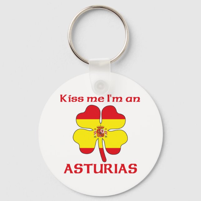 Personalisierter Spanischer Kuss Ich bin Asturien Schlüsselanhänger (Vorderseite)