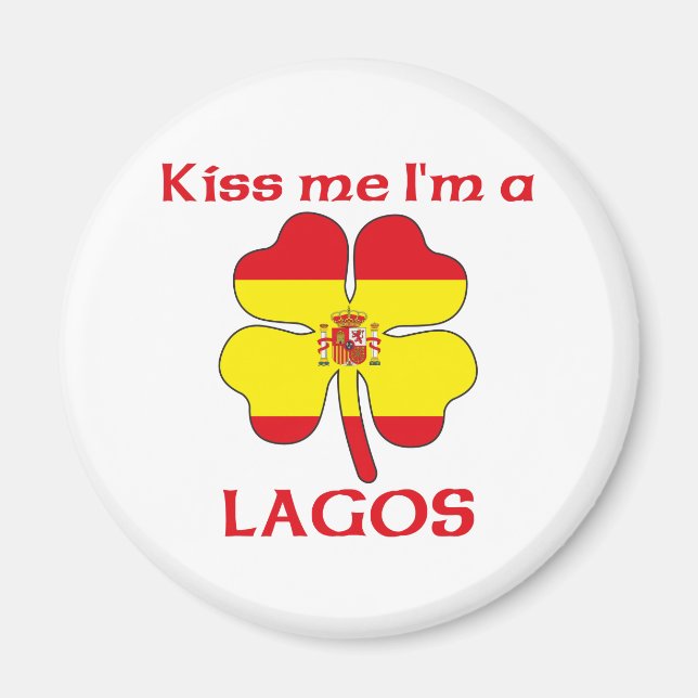 Personalisierter Spanischer Kuss Ich bin Lagos Magnet (Vorne)