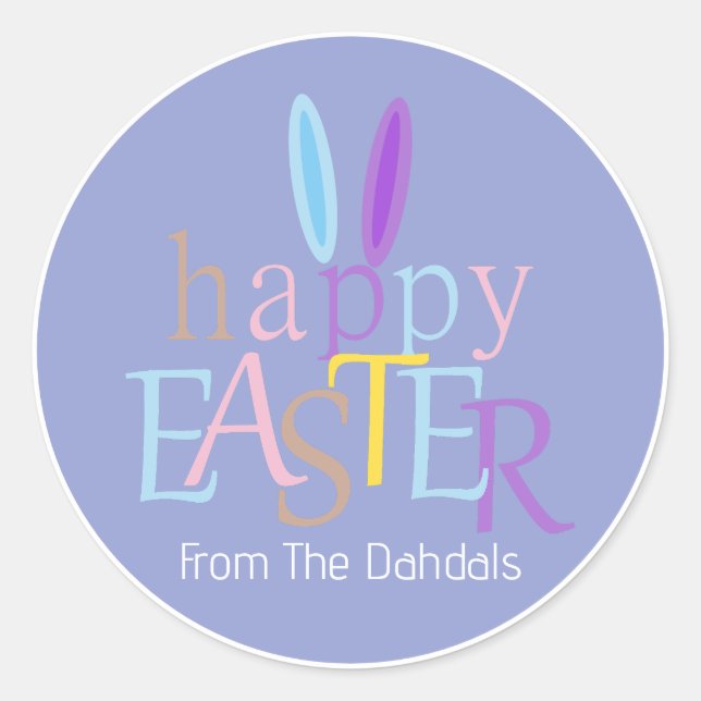 Personalisierter Spaß Bunny Oars Happy Osterrock B Runder Aufkleber (Vorderseite)