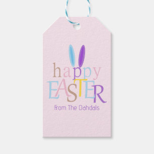 Personalisierter Spaß Bunter Glücklicher Osterhase Geschenkanhänger