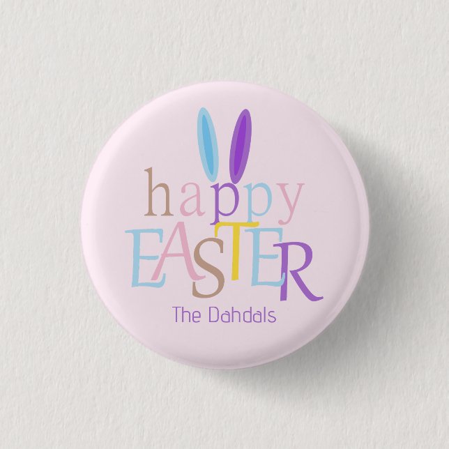 Personalisierter Spaß Frische fröhliche Ostern Bun Button (Vorderseite)