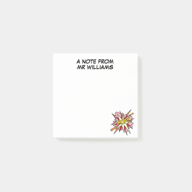 Personalisierter Spaß Modernes Cooles Comic POP Post-it Klebezettel (Vorderseite)