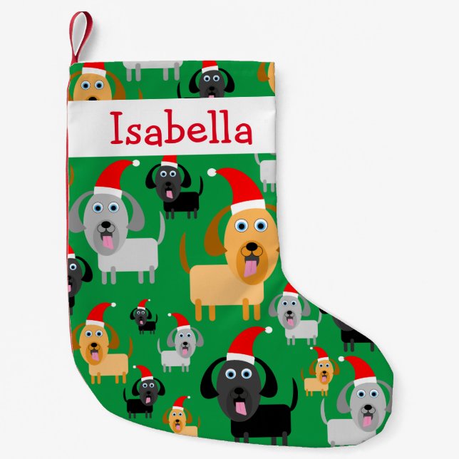 Personalisierter Spaß-niedliche Hunde in den Kleiner Weihnachtsstrumpf (Vorderseite)