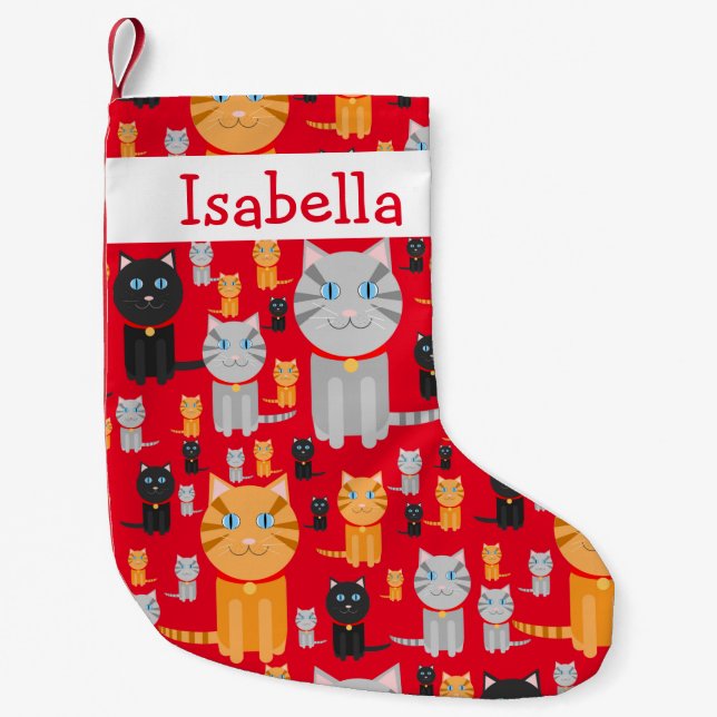 Personalisierter Spaß-niedliche orange, graue und Kleiner Weihnachtsstrumpf (Vorderseite)