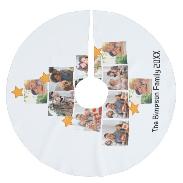 Personalisierter Spaß Weihnachten 11. FotoCollage Polyester Weihnachtsbaumdecke (Vorderseite)