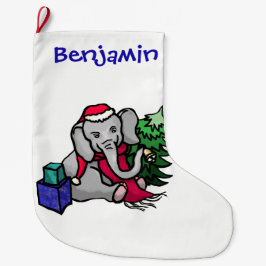 Personalisierter Spaß-WeihnachtsCartoon-Elefant im Großer Weihnachtsstrumpf