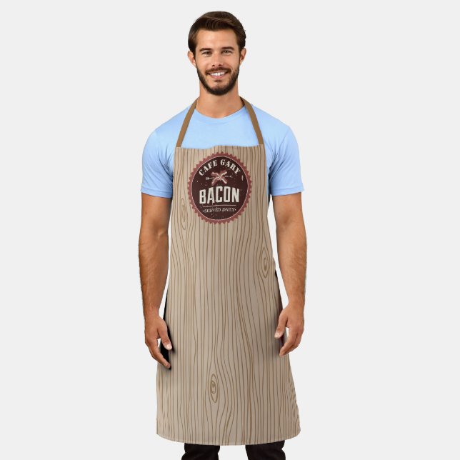 Personalisierter Speck-Imitat Holzkochen Schürze (Getragen)