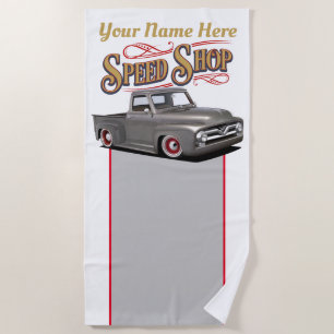Personalisierter Speed Shop Truck 1956 Strandtuch