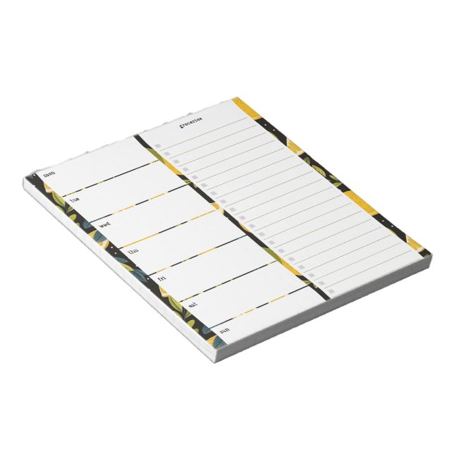 Personalisierter Speiseplan mit Fruchtmuster Notizblock (angewinkelt)