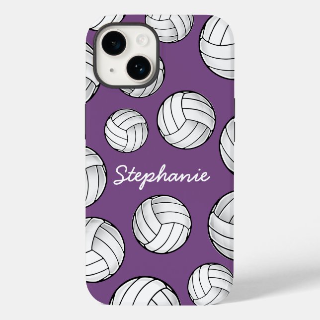 Personalisierter Spielername Volleyball Lila Case-Mate iPhone Hülle (Rückseite)
