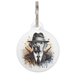 Personalisierter Splatter Art Gangster Hund im Anz Haustiermarke