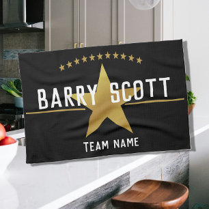 Personalisierter Sportlerdruck – Gold Star Auszeic Geschirrtuch