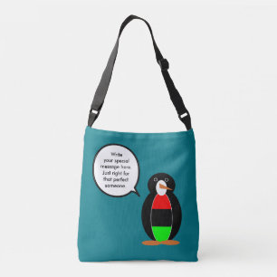 Personalisierter sprechender Pinguin der afrikanis Tragetaschen Mit Langen Trägern