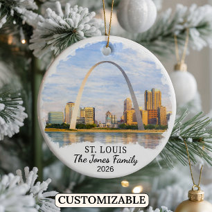 Personalisierter St. Louis-Schmuck, maßgeschneider Keramik Ornament