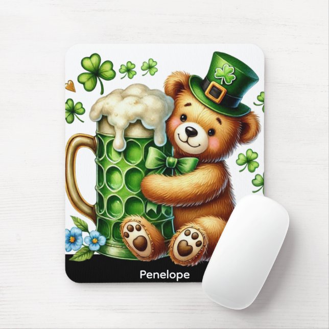 Personalisierter St. Patrick's Day Bär Mousepad (Mit Mouse)