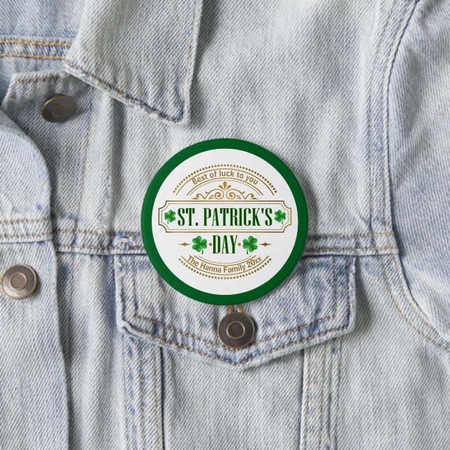 Personalisierter St. Patrick's Day I Glück der Ire Button (Beispiel)