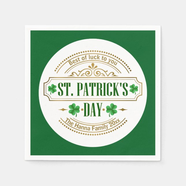 Personalisierter St. Patrick's Day I Glück der Ire Serviette (Vorderseite)