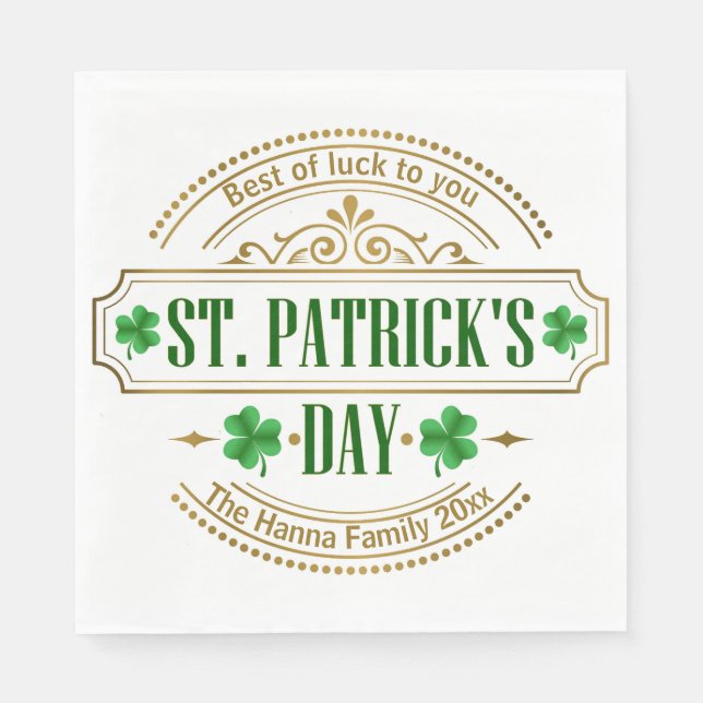 Personalisierter St. Patrick's Day I Glück der Ire Serviette (Vorderseite)