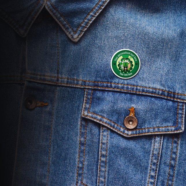 Personalisierter St. Patrick's Day Katzen-Schuhmac Button (St. Patrick's Day in Montreal 1 Inch Round Button)