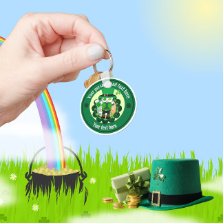 Personalisierter St. Patrick's Day Katzen-Schuhmac Schlüsselanhänger