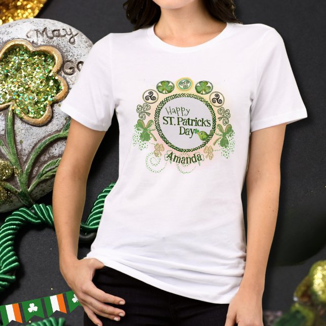 Personalisierter ST. Patricks Day Niedlich Bird Tri-Blend Shirt ( Personalized ST. Patricks Day Cute Bird Tri-Blend Shir)