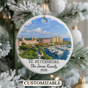 Personalisierter St. Petersburg-Schmuck, Florida Keramik Ornament