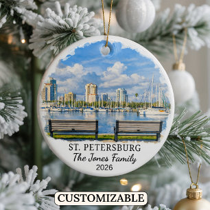 Personalisierter St. Petersburg-Schmuck, Florida Keramik Ornament