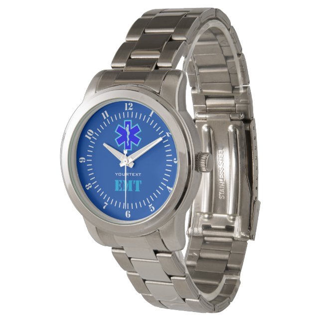Personalisierter Star of Life Paramedic Services Armbanduhr (Schrägansicht)