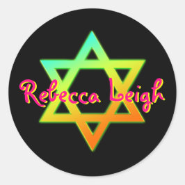 Personalisierter Star von David Bat Mitzvah Sticke Runder Aufkleber
