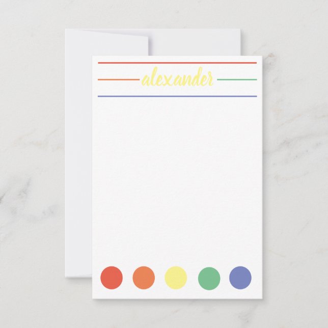 Personalisierter stationärer Rainbow-Name Mitteilungskarte (Vorderseite)