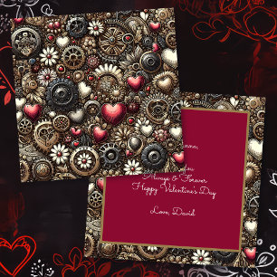 Personalisierter Steampunk Herz Valentinstag Karte