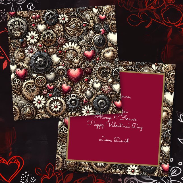 Personalisierter Steampunk Herz Valentinstag Karte (Von Creator hochgeladen)
