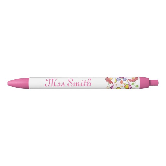 Personalisierter Stift des hellrosa Eulenlehrers (Vorderseite)