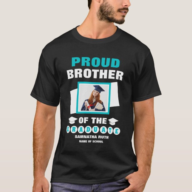 Personalisierter stolzer Bruder des Graduate Fotos T-Shirt (Vorderseite)