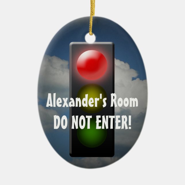 Personalisierter Stopp / Go Door Hanger, Ampel Keramikornament (Vorne)