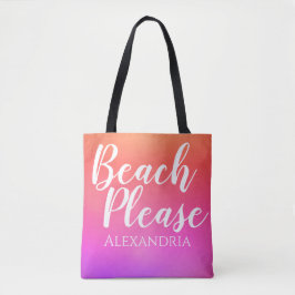 Personalisierter Strand Orange Pink Ombre Tasche