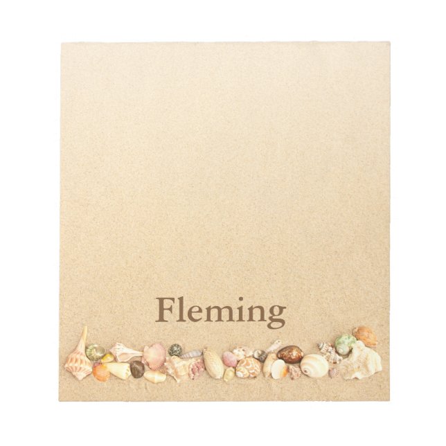 Personalisierter Strand Sand mit Seashells Notizblock (Vorderseite)