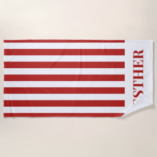Personalisierter Strand von Cabana, rot und weiß g Strandtuch